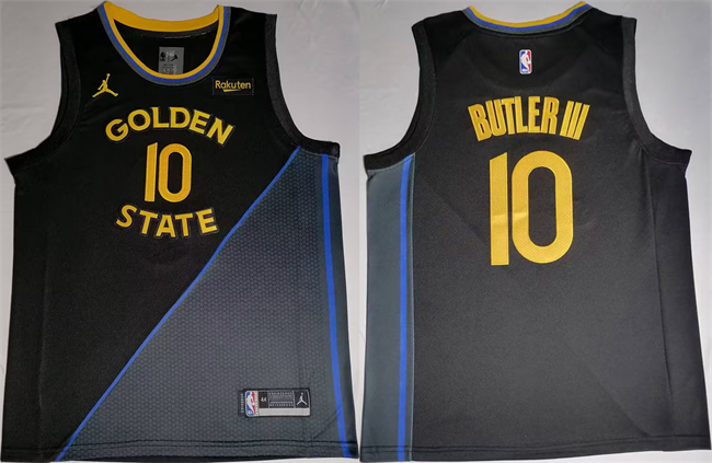 Men's Golden State Warriors #10 Jimmy Butler III Black 2024/25 Statement Edition Stitched Basketball Jersey